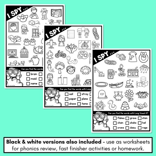 Resource preview 4 for I SPY for LONG VOWEL A WORDS - Decodable Words - 1st & 2nd Grade Phonics Activities