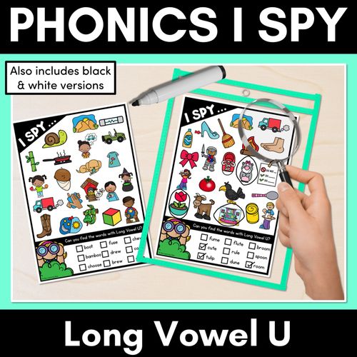 Resource preview 1 for I SPY for LONG VOWEL U WORDS - Decodable Words - 1st & 2nd Grade Phonics Activities