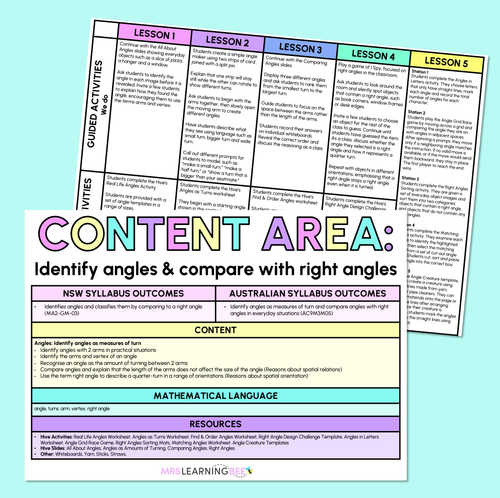 Resource preview 1 for Identify Angles & Compare with Right Angles - Grade 3 & 4 Program