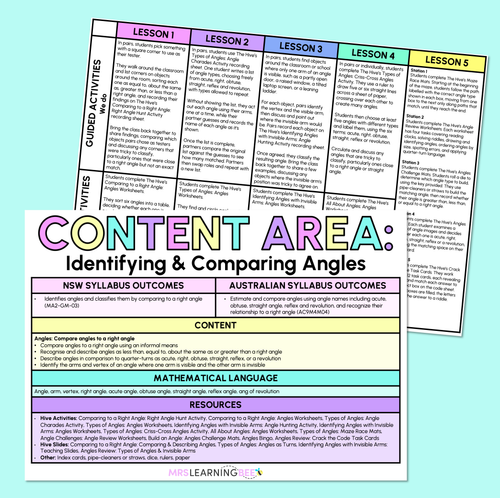 Resource preview 10 for Identifying & Comparing Angles - Grade 3 & 4 Unit of Work