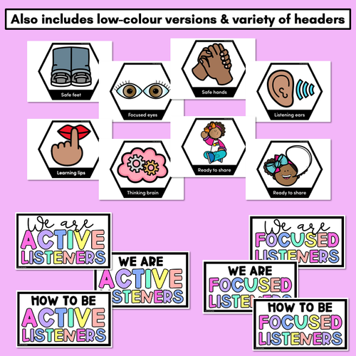 Resource preview 3 for Focused/Active Listening Posters - Inclusive Display - Rainbow