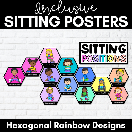 Resource preview 1 for Inclusive Sitting Posters & Display - Hexagonal Rainbow Design