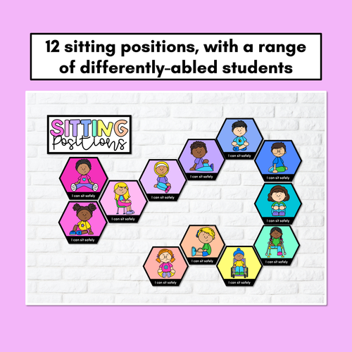 Resource preview 2 for Inclusive Sitting Posters & Display - Hexagonal Rainbow Design