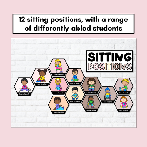 Resource preview 2 for Inclusive Sitting Posters & Display - Hexagonal Neutral Design