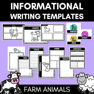 INFORMATIVE TEXT WRITING TEMPLATES - Farm Animals Writing Templates for K-2