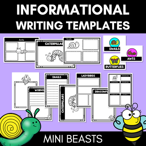 Resource preview 1 for INFORMATIVE TEXT TEMPLATES - Mini Beasts Writing Templates for K-2