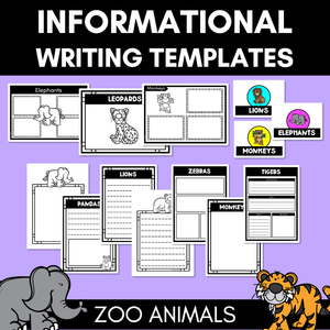 INFORMATIVE TEXT TEMPLATES - Zoo Animals Writing Templates for K-2