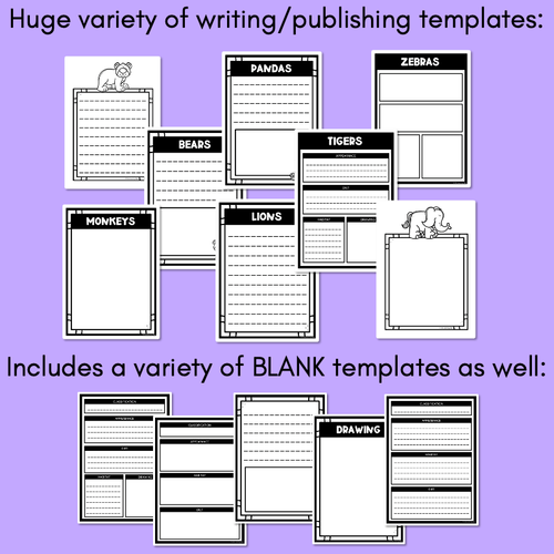 Resource preview 4 for INFORMATIVE TEXT TEMPLATES - Zoo Animals Writing Templates for K-2