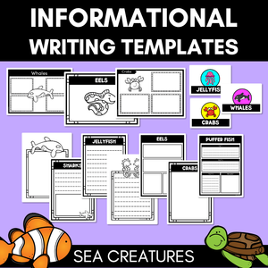 INFORMATIVE TEXT TEMPLATES - Sea Creatures Writing Templates for K-2