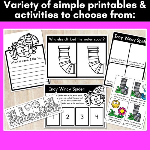 Resource preview 2 for Incy Wincy Spider Nursery Rhyme Worksheets