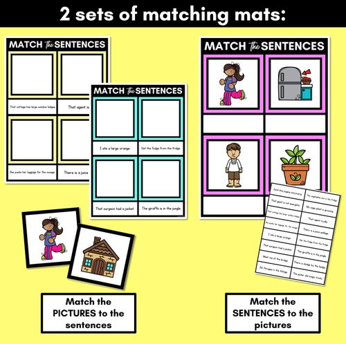 Resource preview 3 for J Phoneme Decodable Sentence Mats - Read & Match