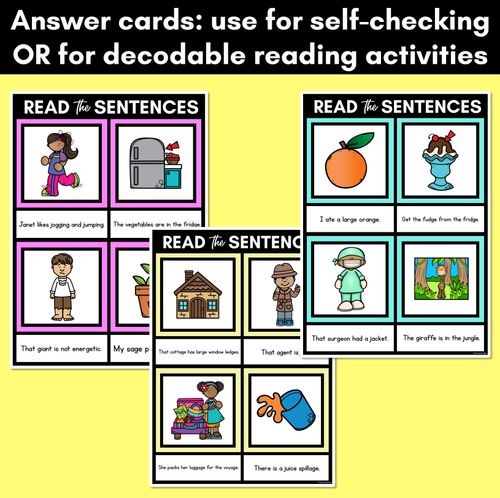 Resource preview 4 for J Phoneme Decodable Sentence Mats - Read & Match