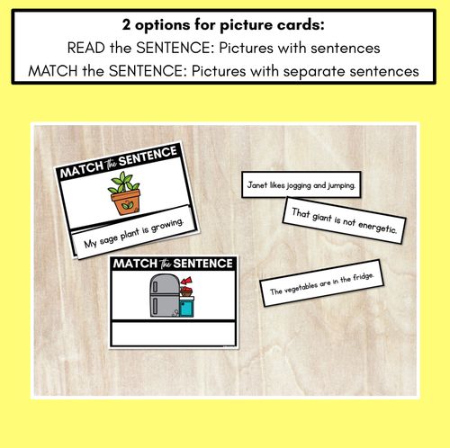 Resource preview 2 for J Phoneme Decodable Sentences - Read & Match