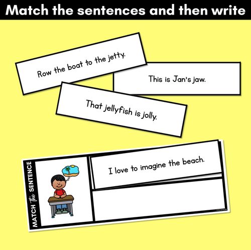Resource preview 3 for J Phoneme Decodable Sentences - Read, Match & Write