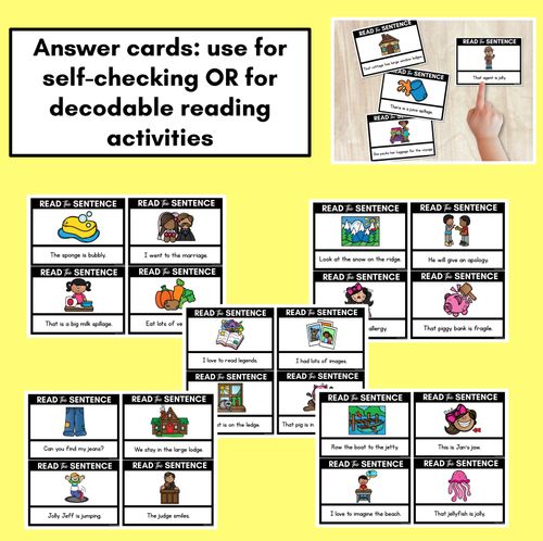 Resource preview 4 for J Phoneme Decodable Sentences - Read, Match & Write