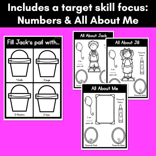 Resource preview 3 for Jack and Jill Nursery Rhyme Worksheets