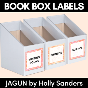 BOOK BOX/MAGAZINE HOLDER EDITABLE LABELS- The Jagun Collection