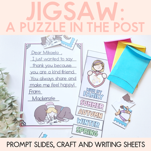 Jigsaw: A Puzzle in the Post Writing and Math Slides, Craft and Writing Sheets - Book Week 2023