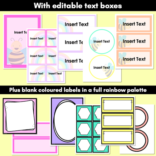 Resource preview 4 for EDITABLE LABELS- The Kasey Rainbow Collection - RAINBOW BEES