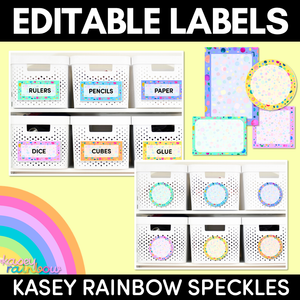 EDITABLE LABELS- The Kasey Rainbow Collection - RAINBOW SPECKLES