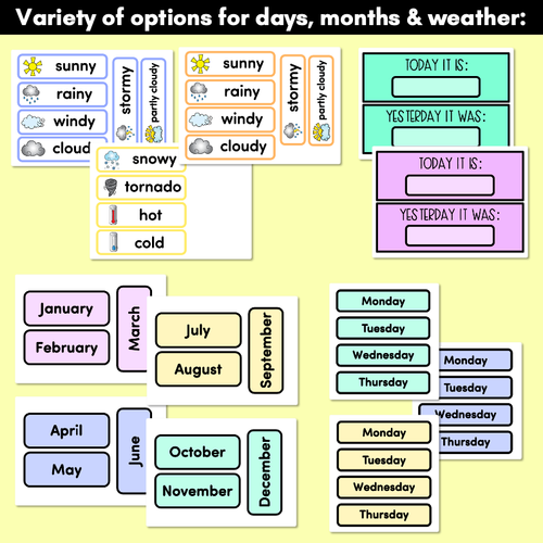 Resource preview 3 for CALENDAR & WEATHER DISPLAY- The Kasey Rainbow Collection