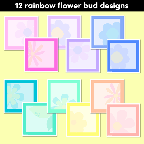 Resource preview 2 for BOOK BOX HOLDER EDITABLE LABELS- The Kasey Rainbow Collection - Rainbow Buds