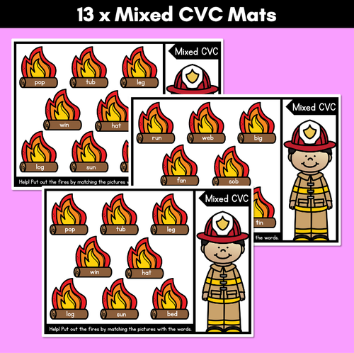 Resource preview 4 for CVC WORD GAMES - Fire Fighter Themed Phonics Activities for Kindergarten