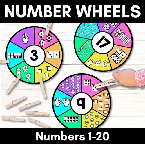 Resource preview 1 for Number Wheels 1-20 - Kindergarten Math Center