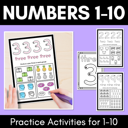 Resource preview 2 for Kindergarten Math Worksheets - Numbers 1-20