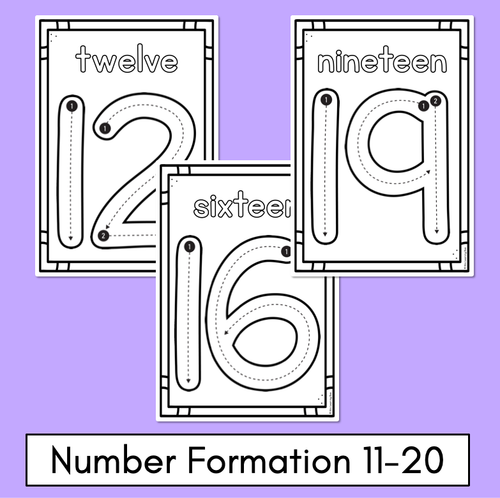 Resource preview 2 for Kindergarten Math Worksheets - Numbers 11 - 20 Practice Pages