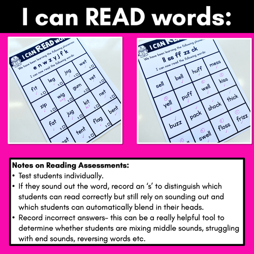 Resource preview 3 for Phonics Check In Assessment Templates