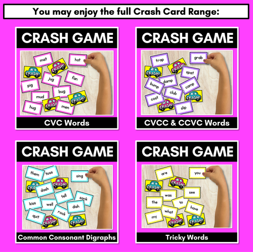 Resource preview 4 for CVCC CCVC WORDS CARD GAME - Crash CVCC and CCVC Activity