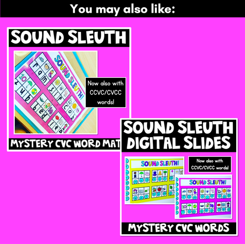 Resource preview 4 for MYSTERY CVC WORD TASK CARDS - Kindergarten Phonics Activity