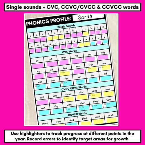 Resource preview 2 for Phonics Profile Assessments