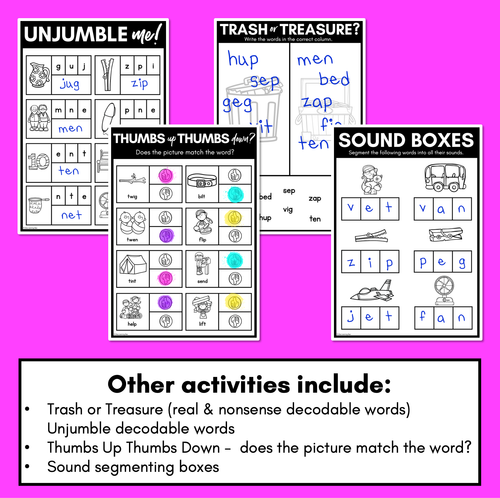 Resource preview 4 for CVC Worksheets - PHONICS REVIEW for Kindergarten Set 3