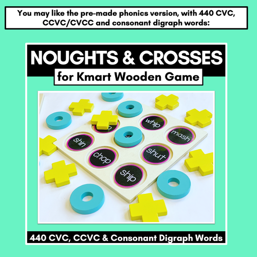 Resource preview 4 for Noughts and Crosses Templates for Kmart Wooden Game - EDITABLE