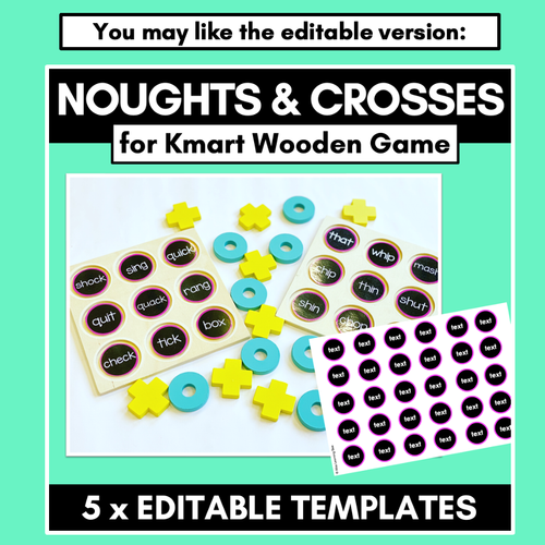 Resource preview 5 for Noughts and Crosses DECODABLE Templates for Kmart Wooden Game