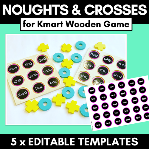 Resource preview 1 for Noughts and Crosses Templates for Kmart Wooden Game - EDITABLE