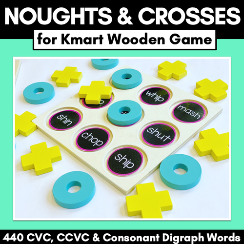 Resource preview 1 for Noughts and Crosses DECODABLE Templates for Kmart Wooden Game