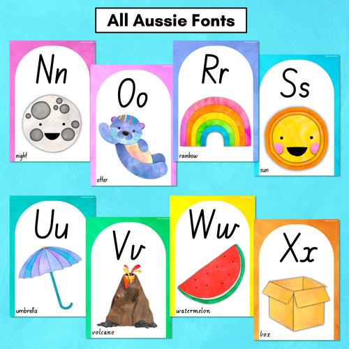 Resource preview 2 for Alphabet Posters - The Kutopia Collection - Watercolour Rainbow with Watercolour Images