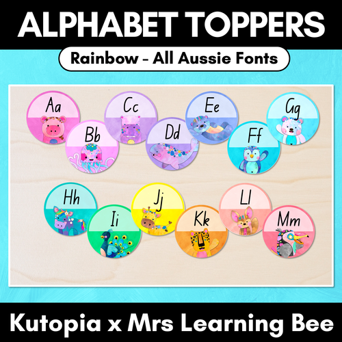 Resource preview 1 for Alphabet Toppers - The Kutopia Collection - Watercolour Rainbow