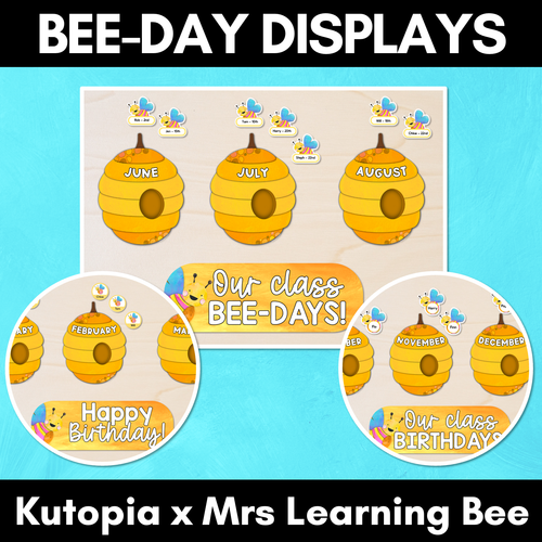 Resource preview 1 for Classroom Birthdays Display - The Kutopia Collection - Our Class Bee-Days