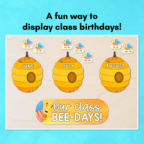 Resource preview 3 for Classroom Birthdays Display - The Kutopia Collection - Our Class Bee-Days