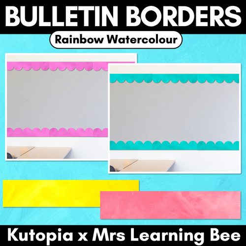 Resource preview 1 for Bulletin Borders - Rainbow Watercolour - The Kutopia Collection