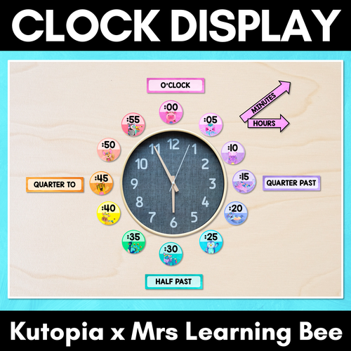 Resource preview 1 for Clock Display - Watercolour Rainbow - The Kutopia Collection