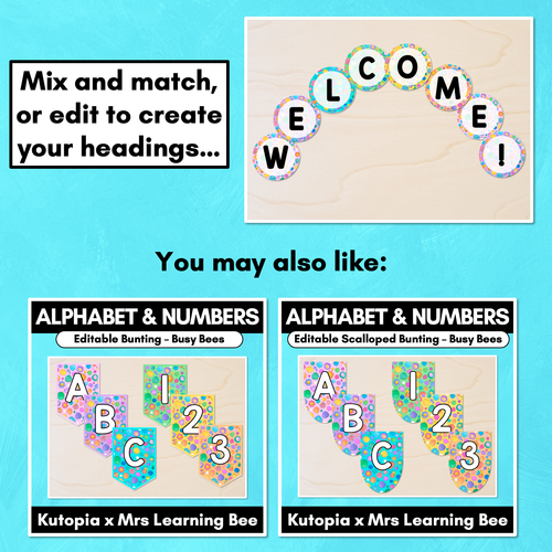 Resource preview 3 for Editable Accents  - Alphabet & Numbers - The Kutopia Collection - Busy Bees