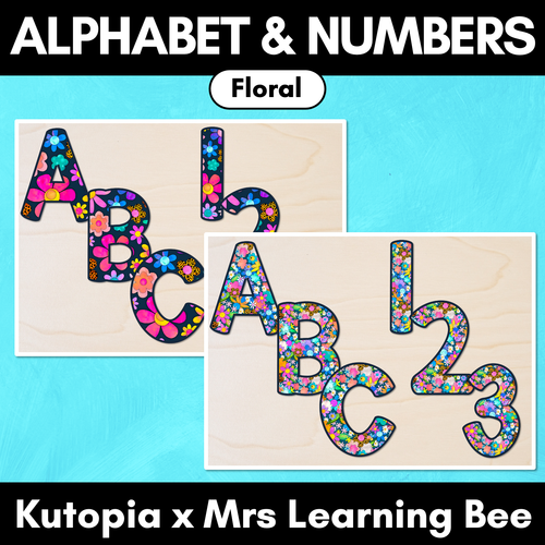 Resource preview 1 for Alphabet & Numbers for Bulletin Board Headings - Floral - The Kutopia Collection