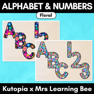 Alphabet & Numbers for Bulletin Board Headings - Floral - The Kutopia Collection