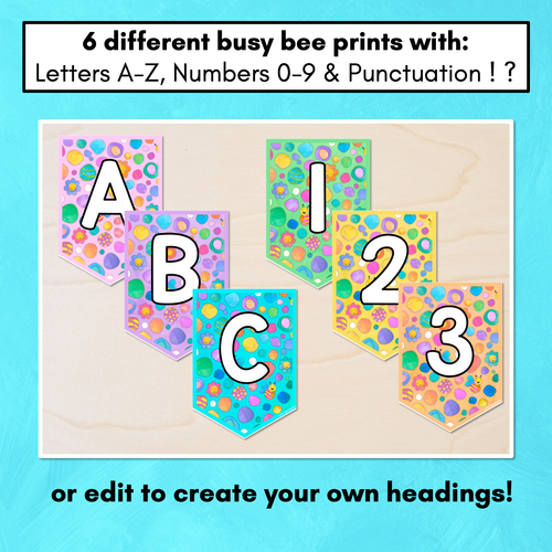 Resource preview 2 for Editable Bunting - Alphabet & Numbers - The Kutopia Collection - Busy Bees