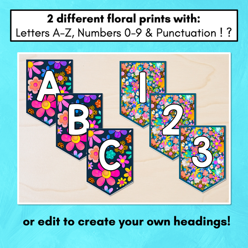 Resource preview 2 for Editable Bunting - Alphabet & Numbers - The Kutopia Collection - Floral